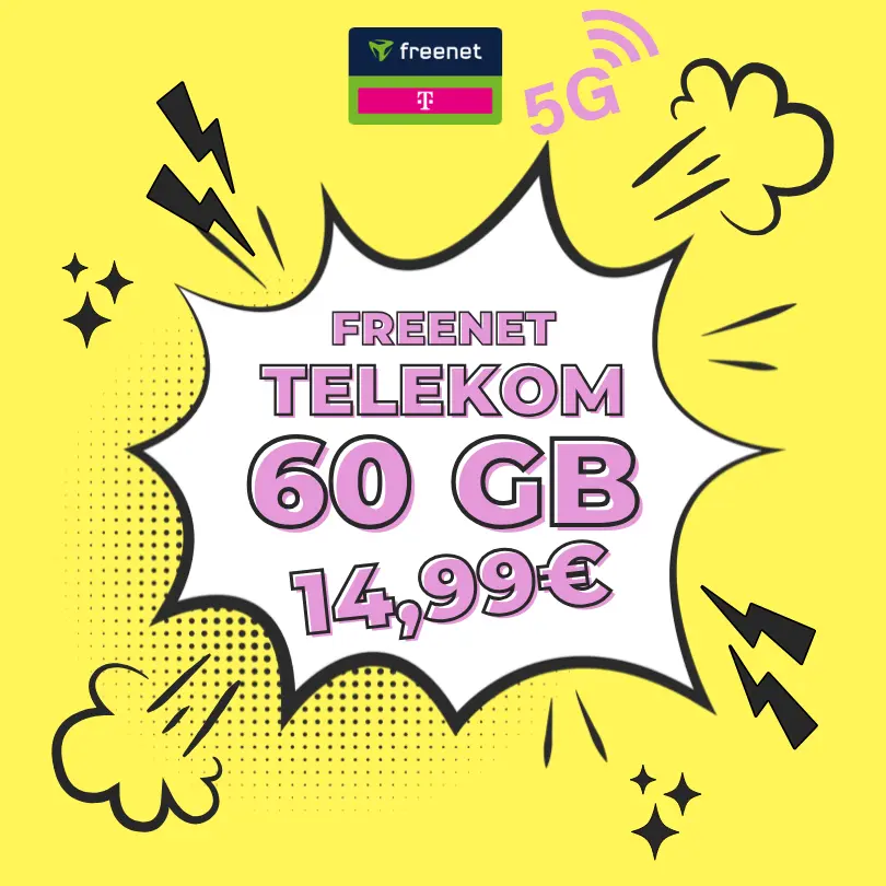 Freenet 60GB 5G Telekom-Tarif für 14,99€/M 📱