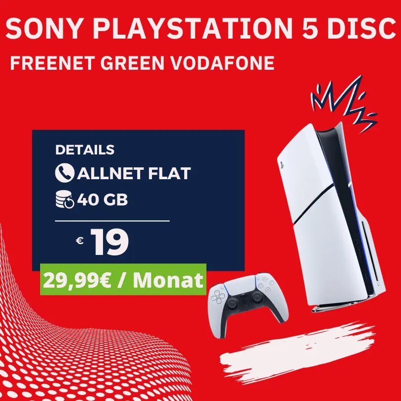 🎮 PS5 Slim + 40GB Vodafone Flat | nur 2,04€ eff.