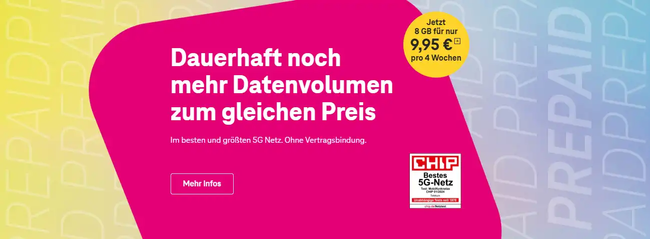 Aktion: Mehr Daten bis zu 25GB bei Telekom Prepaid ab 9,95€