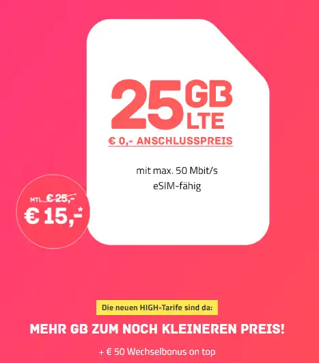 High Mobile: 25 GB 5G Telekom Flat ab 18€ jetzt im Check