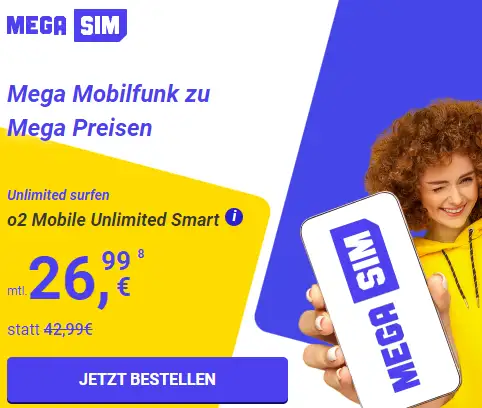 Mega SIM Tarife von 50 GB bis unbegrenzte Daten ab 13,99€