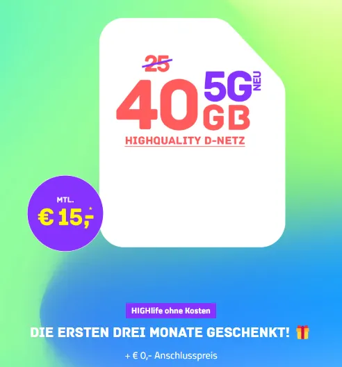 HIGH Mobile: 50 GB Telekom-Tarif ab 15,83 € mtl. 📱