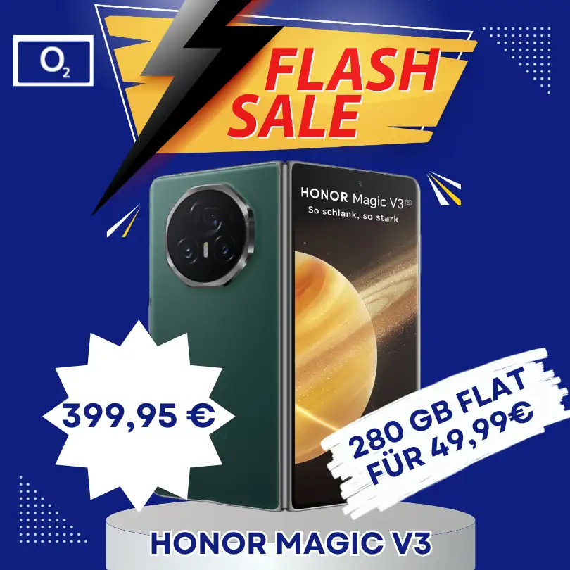 Honor Magic V3 für 399,95€ ⚡ o2 Mobile XL 280 GB eff. gratis