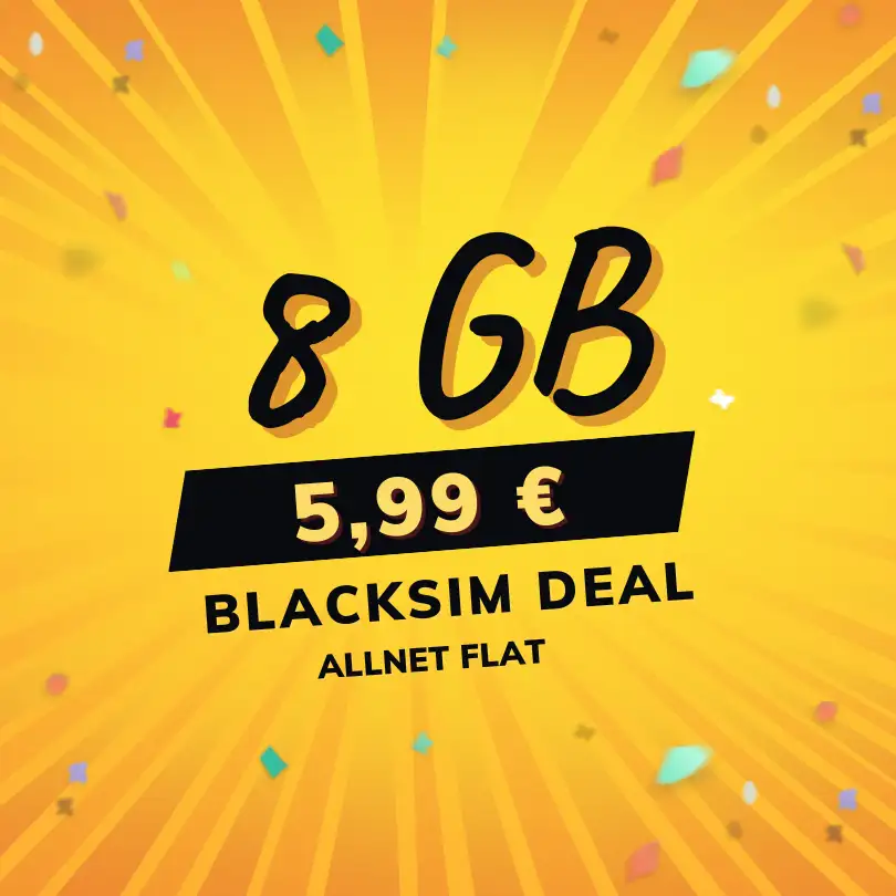 BLACKSIM: 8 GB Flat für 5,99€, 20 GB für 7,99€, 40 GB für 11,99 €, 50 GB für 14,99€