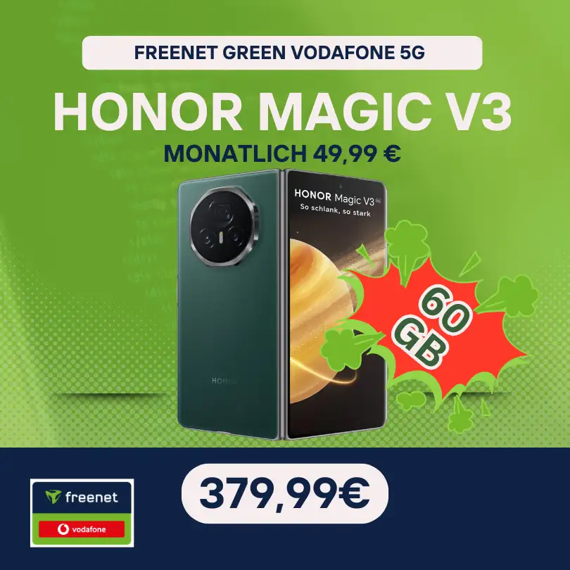 ⚡️ HOT: Honor Magic V3 + 60GB für effektiv -3,34€/mtl