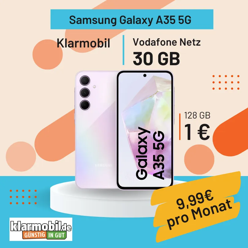 Galaxy A35 5G + 30GB Vodafone für eff. 1,28€/M