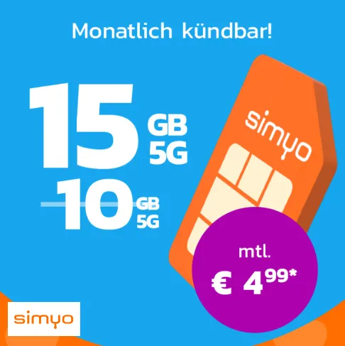 📱 Simyo Tarife: 15-50 GB ab 4,99 € | Alle Angebote 2025