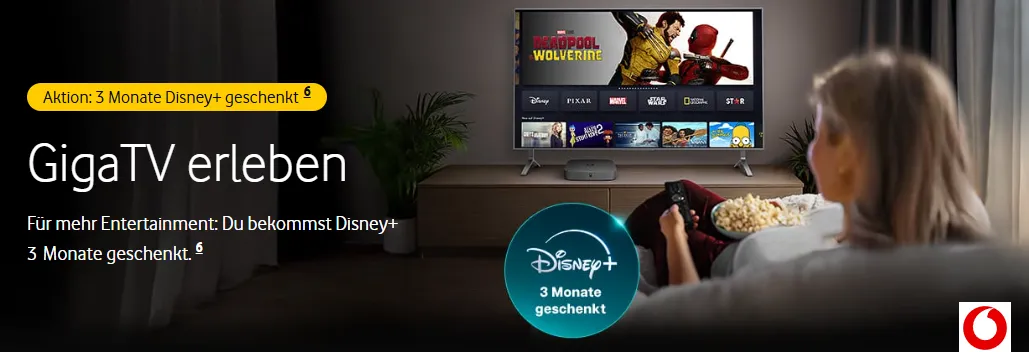 🎬 Vodafone GigaTV: 3 Monate Disney+ gratis sichern