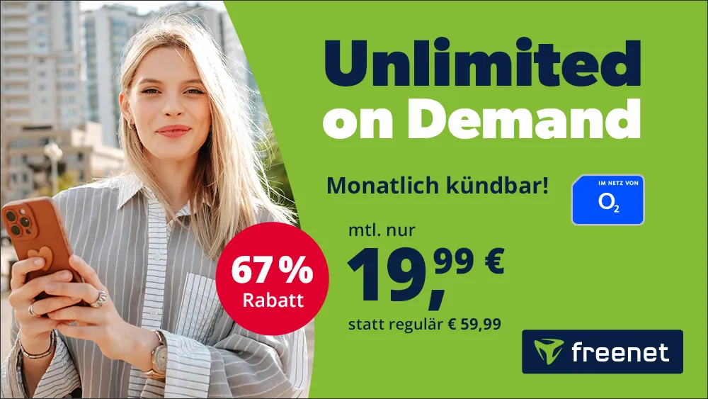 o2 Unlimited on Demand: 19,99€/Monat im 5G-Netz 📱💨