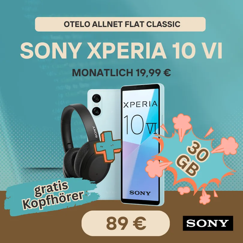 Sony Xperia 10 VI + otelo 30GB 🔥 -1,01€ eff. Vodafone