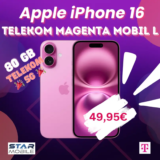 Apple iPhone 16 mit Telekom Magenta L: Eff. nur 34,17 €/Monat