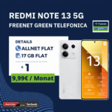 Xiaomi Redmi Note 13 5G mit 17 GB ab 2,58 €/Monat