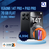 Xiaomi 14T Pro 512 GB für 4,99 € mit o2 70 GB + Gratis Tablet