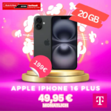 Apple iPhone 16 Plus 128 GB für 199 € + 20 GB Telekom 5G