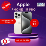 Vodafone Smart Ultimate mit iPhone 15 Pro, Galaxy S24, Xiaomi 14 (Ultra) ab 1€ uvm.