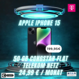 Apple iPhone 15 für 199,95€ mit 50 GB congstar Flat eff. 8,29€