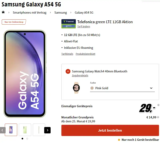 Galaxy A54 + Watch für 29 € mit 12 GB LTE für 15 € pro Monat