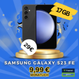 📱 Galaxy S23 FE + 17GB | 29€ + 9,99€/mtl | o2-Netz