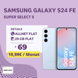 📱 Galaxy S24 FE + 25GB 5G für eff. 1,20€ mtl.