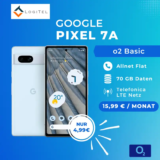 Google Pixel 7a für 4,99 € mit 20 GB o2 Basic für eff. 2,49 €