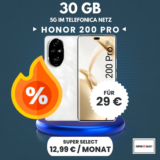 📱 Honor 200 Pro + 30GB für 29€ | Effektiv -6,51€ mtl.