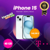 iPhone 15 für 149,99€ mit 40GB Telekom Flat eff. 4€