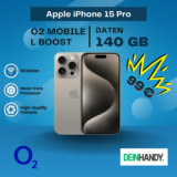 Apple iPhone 15 Pro + 140 GB o2 Mobile L Boost 44,99€ eff. 9,99€