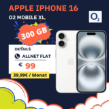 iPhone 16 + o2 300 GB 📱 Nur 7,91 € mtl. effektiv