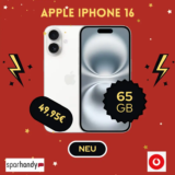 iPhone 16 für 49,95€ mit Vodafone Smart M 65 GB für eff. 3,33 €