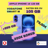 iPhone 16 + 85GB Vodafone Flat für 1,05€ mtl effektiv ⚡