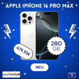 Apple iPhone 16 Pro Max für 479,95€ mit o2 XL – eff. 27,11 €