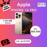 iPhone 16 Pro + 110GB | Effektiv 13,89€ mit 200€ Bonus