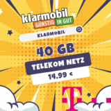 BOOM 💥 Klarmobil 40 GB 5G für 14,99 € (Telekom D1-Netz)