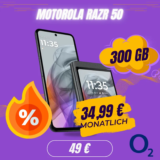 📱 Motorola Razr 50: 300GB 5G für 8,74€ eff. mtl.