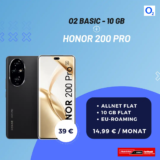 Honor 200 Pro für 39€ mit o2 Basic Vertrag 10 GB eff. -7,10€