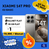 📱 Xiaomi 14T Pro + o2 Basic 35GB | -1,39€ eff. mtl.