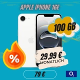 iPhone 16e + o2 Mobile L 100GB: Nur 6,24€ eff. 📱💰