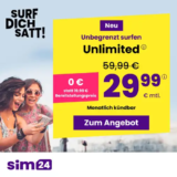 sim24 Unlimited Flat für 29,99 Euro – Unbegrenztes Datenvolumen