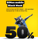 SIMon mobile Black Week ➡️ 50% Rabatt auf 5G-Tarife