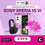 Congstar Allnet Flat 30 GB für 22€ mit Sony Xperia & WH-H910NB