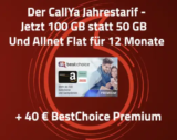 Vodafone CallYa: 100 GB LTE mit 40€ Gutschein eff. 4,99 € / Monat