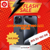 iPhone 15 Pro Max 512GB für 149,95€ mit bis zu 180 GB eff. 11€