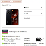 Xiaomi 13T Pro für 99€ mit 20 GB Telekom Vertrag eff. -3,34 €